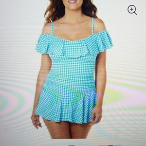 Simply Slim women's off the shoulder swimdress